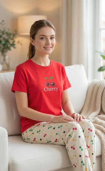 Cute cherry graphic printed top